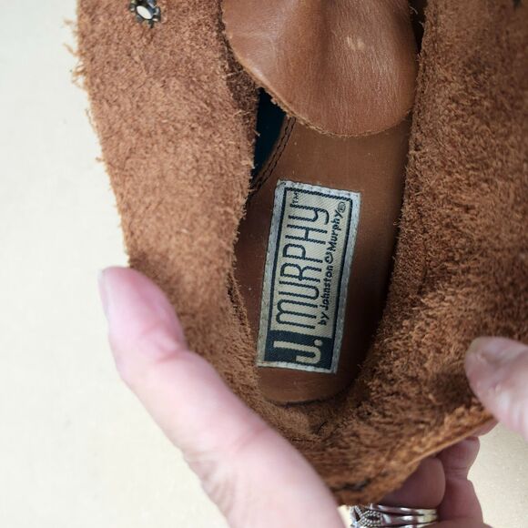 J Murphy Moccasins 9M Brown Leather Lace-Up Low Top Johnston & Murphy Casual - Picture 8 of 9